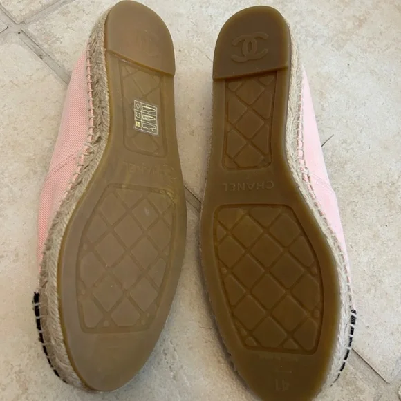 Chanel Denim Toile CC Espadrilles 36 Pink Black - Picture 5 of 6